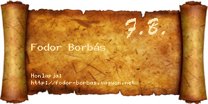 Fodor Borbás névjegykártya